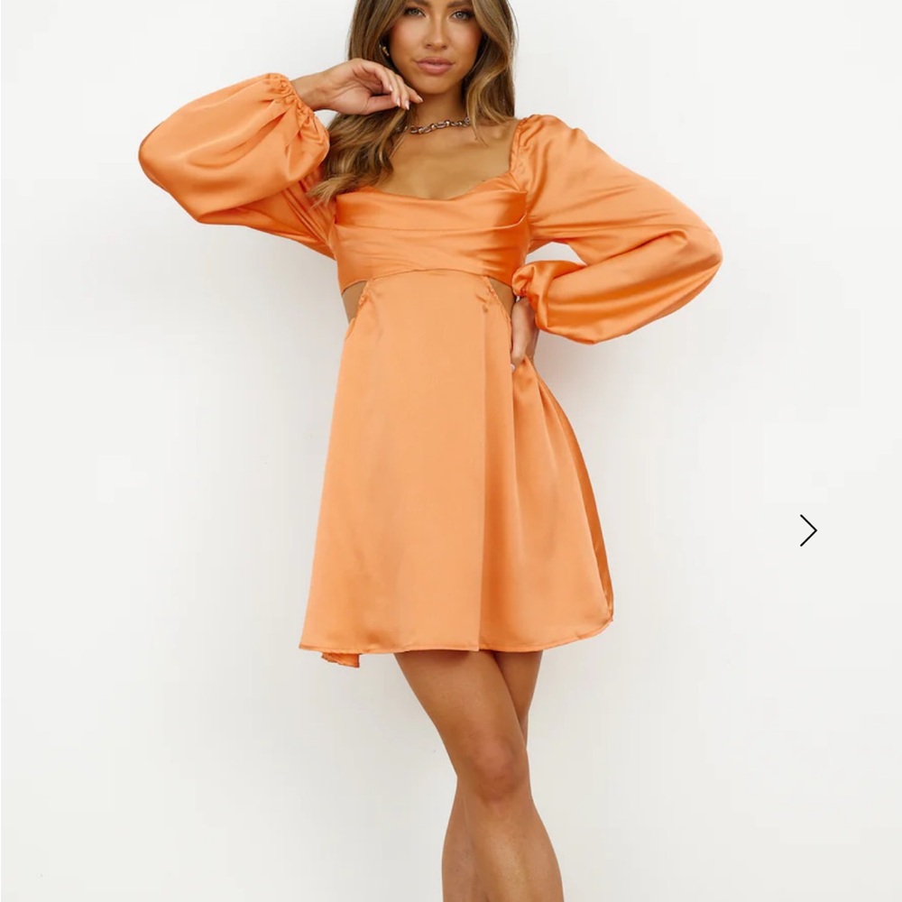Hello Molly Vibrant Orange Long Sleeve Dress